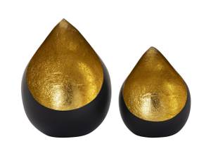 Kerzenhalter Romy 2er-Set Teelichthalter Schwarz - Gold - Metall - 14 x 18 x 14 cm