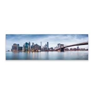 Panoramabild Architektur New York 3D Beige - Blau - Grau - Weiß - Textil - 145 x 45 x 45 cm