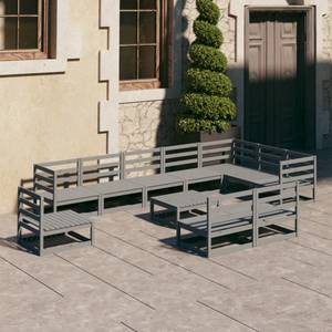 Garten-Lounge-Set (11-teilig) 3009832-1 Grau - Massivholz - Holzart/Dekor - 70 x 30 x 70 cm