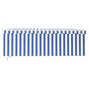 Auvent rétractable 3014349 Bleu - Blanc - Métal - Textile - 450 x 300 x 1 cm