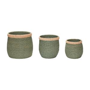 Körbe Moss(3er Set) Grün - Naturfaser - 21 x 23 x 21 cm