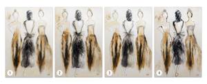 Tableau peint Trio of Dream Dancers Beige - Marron - Bois massif - Textile - 60 x 90 x 4 cm