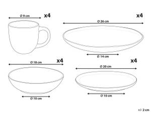 Tafelservice COSTMARY 16-tlg Grau - Stein - 26 x 10 x 26 cm