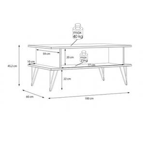 Table basse 100cm 2 niches pieds métal Marron - Bois manufacturé - 100 x 45 x 60 cm