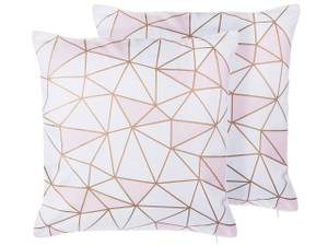 Coussin décoratif CLARKIA Doré - Rose foncé - Blanc