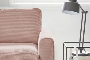 Ecksofa CARA Cord Pink - Ecke davorstehend links