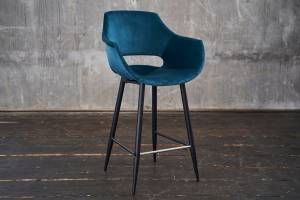 Tabouret de bar ZAJA Velvet 76cm Bleu