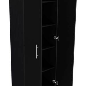 Armoire Népal Noir - Bois manufacturé - Matière plastique - 60 x 170 x 31 cm