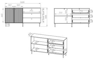 Sideboard SOPHIE Beige - Holzwerkstoff - 160 x 85 x 40 cm