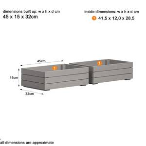 Holzkisten Arona Grau - Massivholz - 45 x 15 x 32 cm