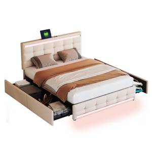 Polsterbett mit 2 USB GLOWLEIN Ⅱ Beige