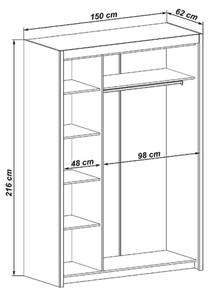 Kleiderschrank Ivona 2-trg weiß/Spiegel Weiß - Holzwerkstoff - 150 x 216 x 62 cm