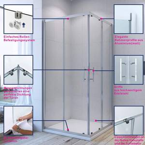 Eckdusche Schiebetür Chromoptik 100 x 75 cm