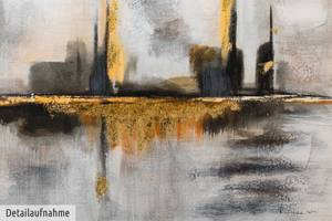 Acrylbild handgemalt Orakel Gold - Grau - Massivholz - Textil - Holz teilmassiv - 120 x 60 x 4 cm