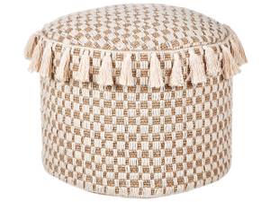 Pouf PIRAK Beige - Blanc - Fibres naturelles - 50 x 35 x 50 cm