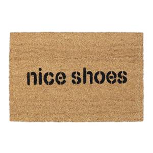 Fußmatte Kokos mit Spruch "Nice Shoes" Schwarz - Braun - Naturfaser - Kunststoff - 60 x 2 x 40 cm
