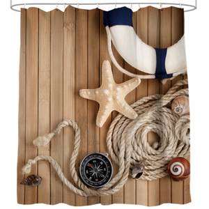 Duschvorhang Maritime 180 x 200 cm Braun - Textil - 180 x 200 x 200 cm