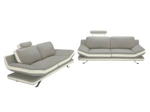 Couchgarnitur LATIKA 2er-Set Beige - Echtleder - 95 x 95 x 222 cm