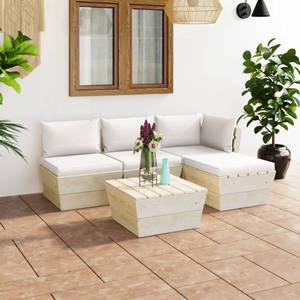 Garten-Lounge-Set (5-teilig) 3016490-8 Weiß - Holzwerkstoff - Holzart/Dekor - 60 x 30 x 60 cm