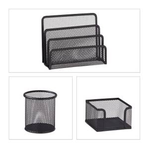 Schreibtisch Organizer Set 5-teilig Schwarz - Metall - 27 x 29 x 27 cm