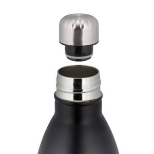 4x Thermo Trinkflasche 1 Liter schwarz Schwarz - Silber