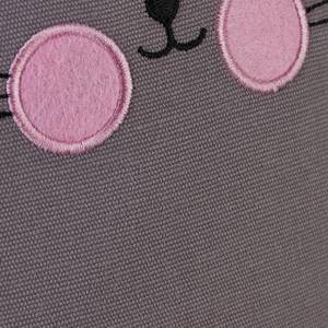 Butoir de porte chat gris décoratif Gris - Blanc - Rose foncé - Textile - Fibres naturelles - Matière plastique - 20 x 22 x 16 cm