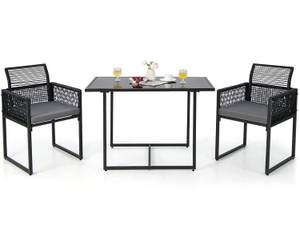 Gartenmöbel-Set Rattan (3er Set) Schwarz - Rattan