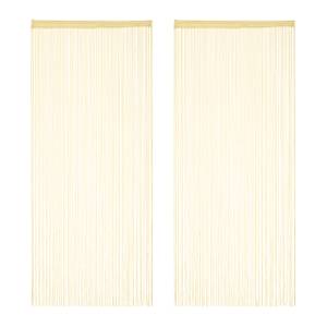 2 x Fadenvorhang beige 90 x 245 cm Beige - Textil - 90 x 245 x 1 cm