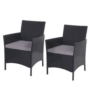 Poly-Rattan Sessel Halden (2er-Set) Anthrazit - Grau