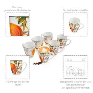 6-tlg. Kaffeebecher Set Taimali Porzellan - 32 x 12 x 34 cm