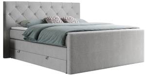 Boxspringbett KING VELEN Platingrau - Breite: 220 cm - H3 - Textil