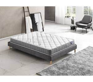 Bett+Taschenfederkernmatratze 160x200cm Grau - Naturfaser - 160 x 48 x 200 cm