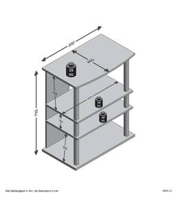 Meuble TV 4 Plateaux Variant Imitation chêne Sonoma / Argenté