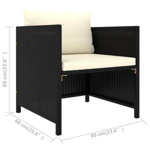 Garten-Sofa-Set (4-teilig) 3010471-2 Schwarz - Metall - Polyrattan - 60 x 32 x 60 cm