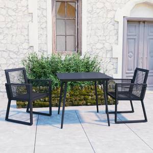 Garten-Essgruppe (3-teilig) 3060213 Schwarz - Polyrattan - 80 x 74 x 80 cm