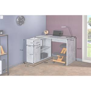 Bureau ISOTTA Gris - Bois manufacturé - 120 x 75 x 92 cm