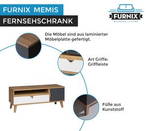 TV-Schrank MEMIS Weiß - Holzwerkstoff - 120 x 48 x 40 cm