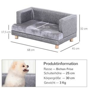 Hundesofa D04-135 Grau - Massivholz - 41 x 32 x 68 cm