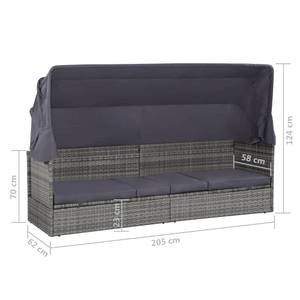 Gartensofa 43962 Grau - Kunststoff - Polyrattan - 205 x 70 x 62 cm