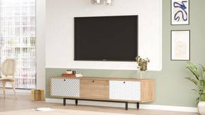 Tv lowboard CREA RTV180 3D Beige - Holzwerkstoff - Kunststoff - 180 x 45 x 36 cm