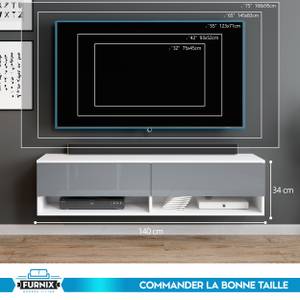 FURNIX meuble tv ALYX avec LED Gris - Blanc