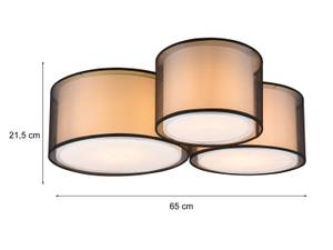 Deckenleuchte groß 3 Stoff Lampenschirme Schwarz - Weiß - Metall - Textil - 65 x 21 x 55 cm
