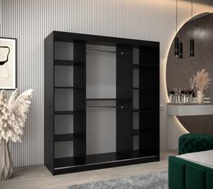 ARMOIRE À PORTES COULISSANTES FLUTES Largeur : 180 cm - Noir