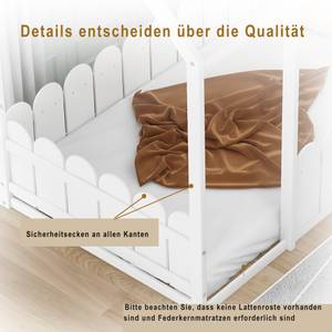 Hausbett HomeyⅠ- Weiß - Massivholz - Holzart/Dekor - 89 x 173 x 167 cm
