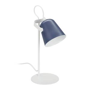 Lampe de bureau métallique Bleu - Blanc - Métal - Textile - 15 x 39 x 15 cm