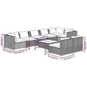 Garten-Lounge-Set (9-teilig) 3013637-2 Braun - Grün - Metall - Polyrattan - 60 x 30 x 60 cm