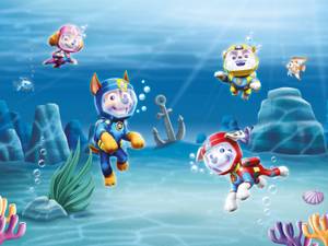 papier peint panoramique PAW Patrol - La Fibres naturelles - Textile - 360 x 270 x 270 cm