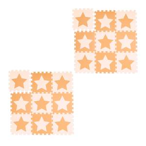 18 x Puzzlematte Sterne orange-beige Beige - Orange