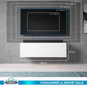 RTV BARGO 100 cm Weiß-Weißglanz ohne LED Weiß