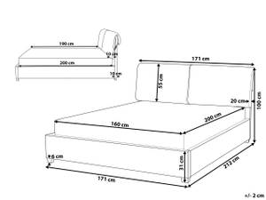 Lit double BELFORT Beige - Crème - Chêne foncé - Largeur : 171 cm